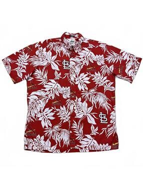 St. Louis Cardinals Reyn Spooner Aloha Mens Red Hawaiian Shirt Size Medium